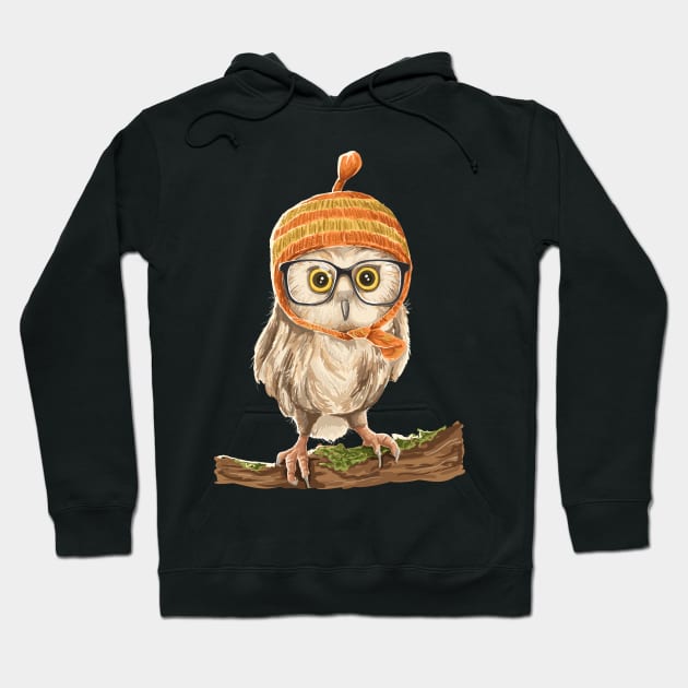 Baby owl in black Hoodie by Dilectum